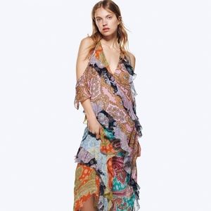 Zara Ruffled Patchwork Dress. S.